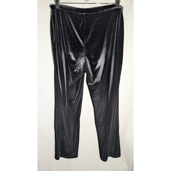 Kate Hill Petite Womens Velour Track Pants PL Black Elastic Stretch Comfort - Picture 4 of 5